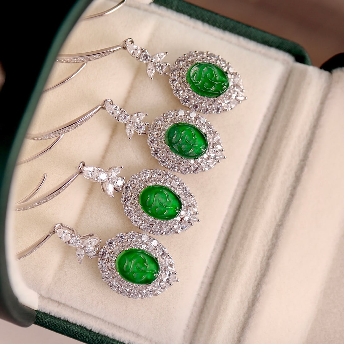 Silver jade earrings - 4