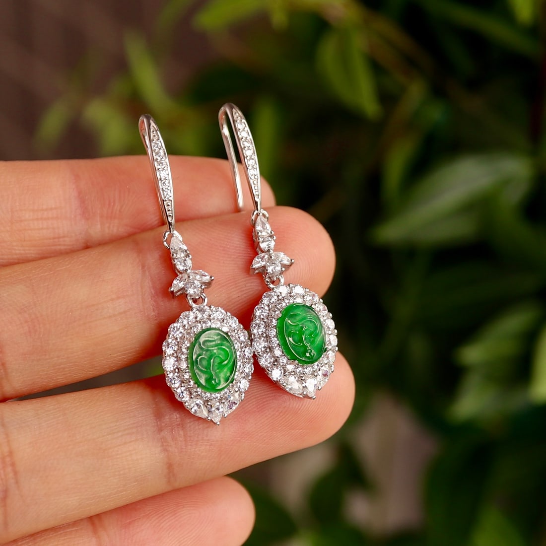 Silver jade earrings - 6