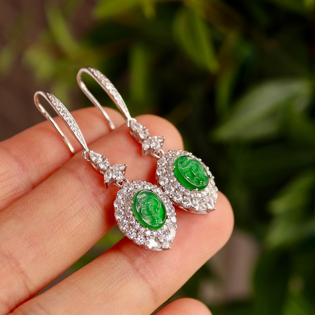 Silver jade earrings - 7
