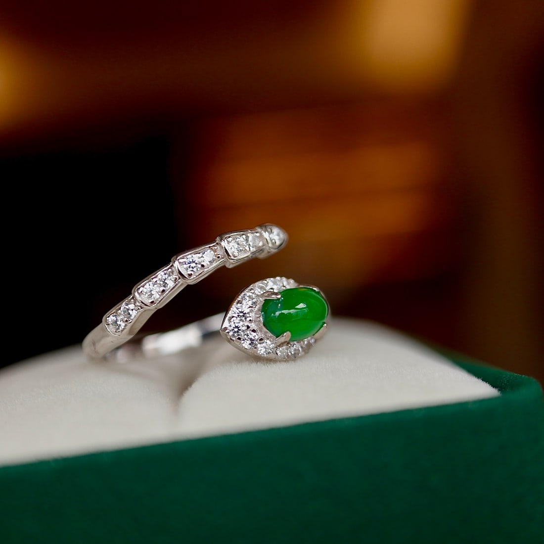 Sterling silver jade ring - 2