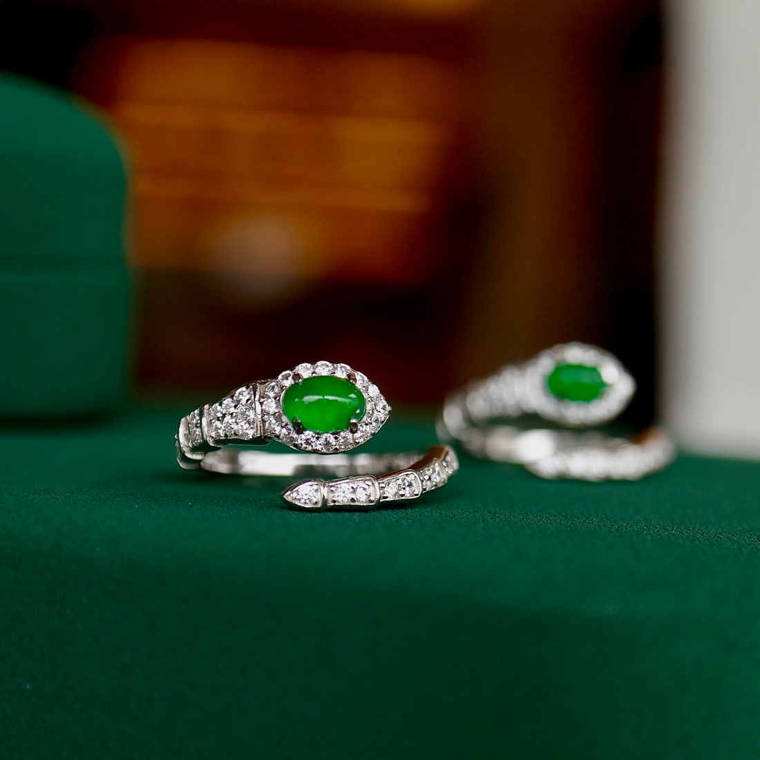 Sterling silver jade ring - 4