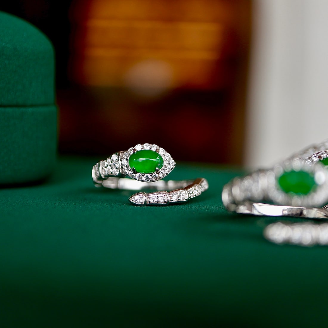 Sterling silver jade ring - 5