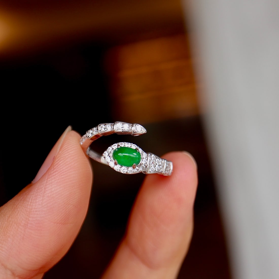 Sterling silver jade ring - 8