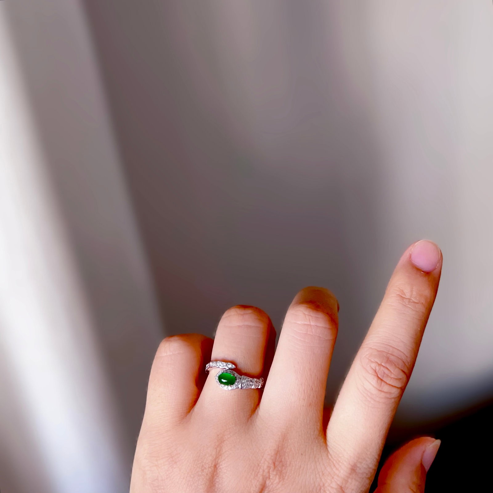 Sterling silver jade ring - 9