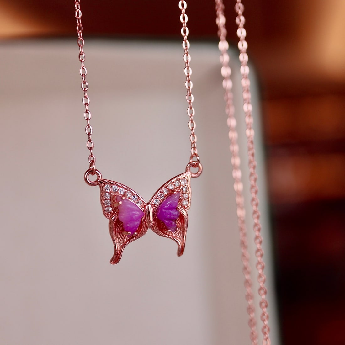 S925 Sterling Silver Natural Sugilite Necklace - 4