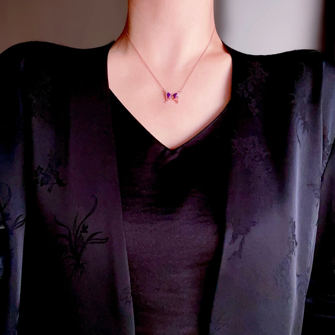 S925 Sterling Silver Natural Sugilite Necklace - 9