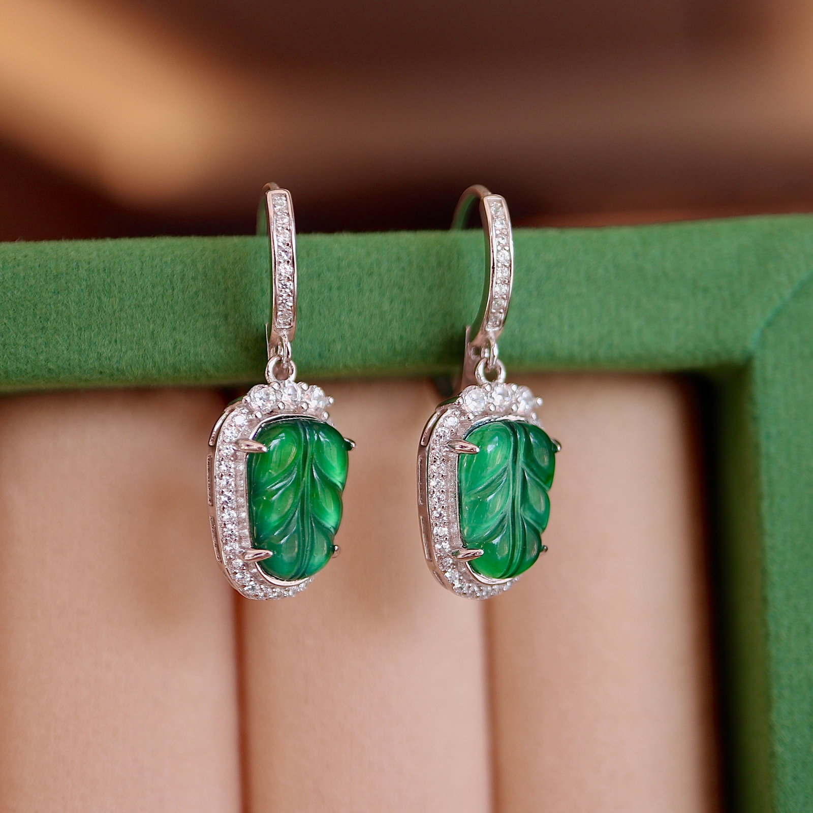 Jade Leaf Earrings - 2