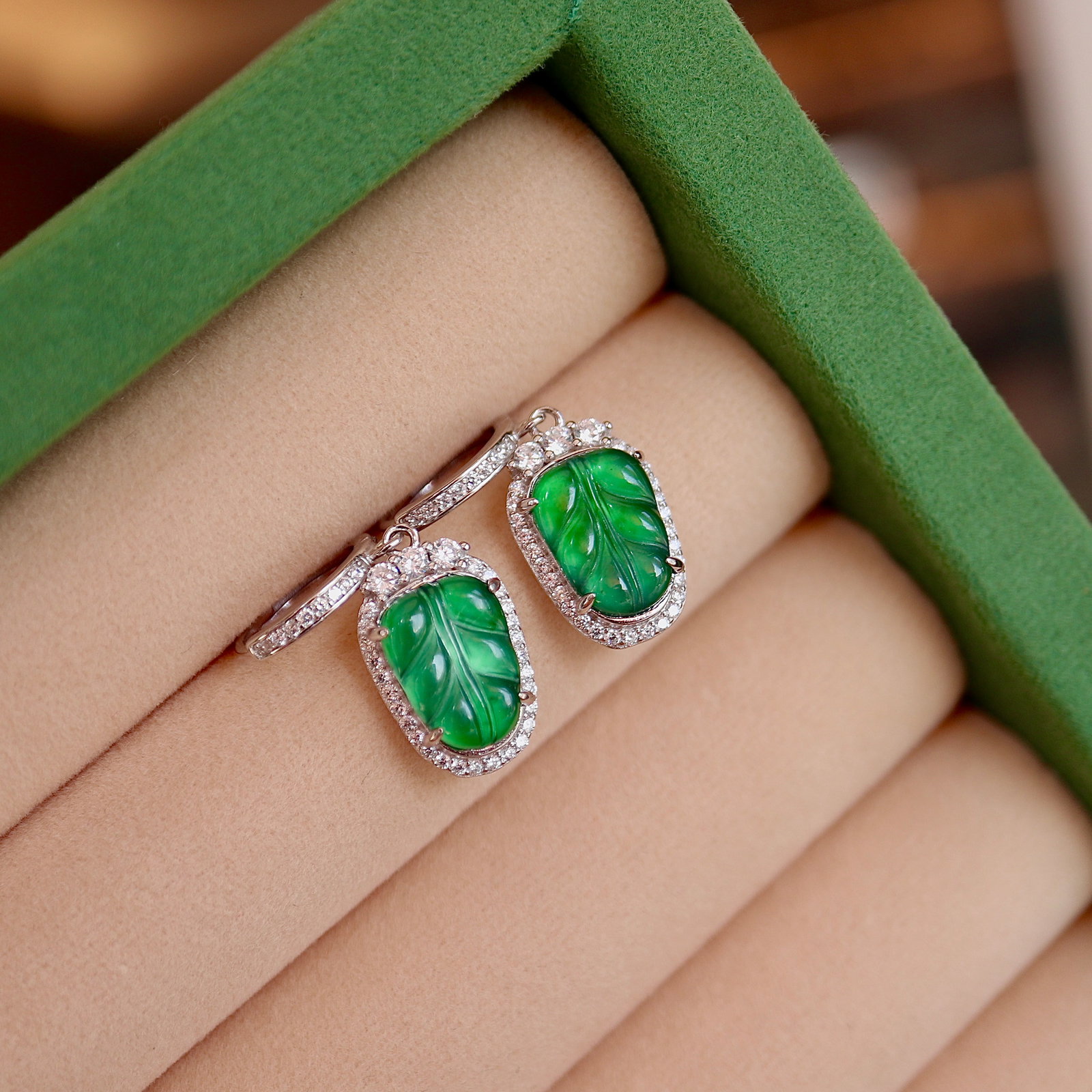 Jade Leaf Earrings - 4