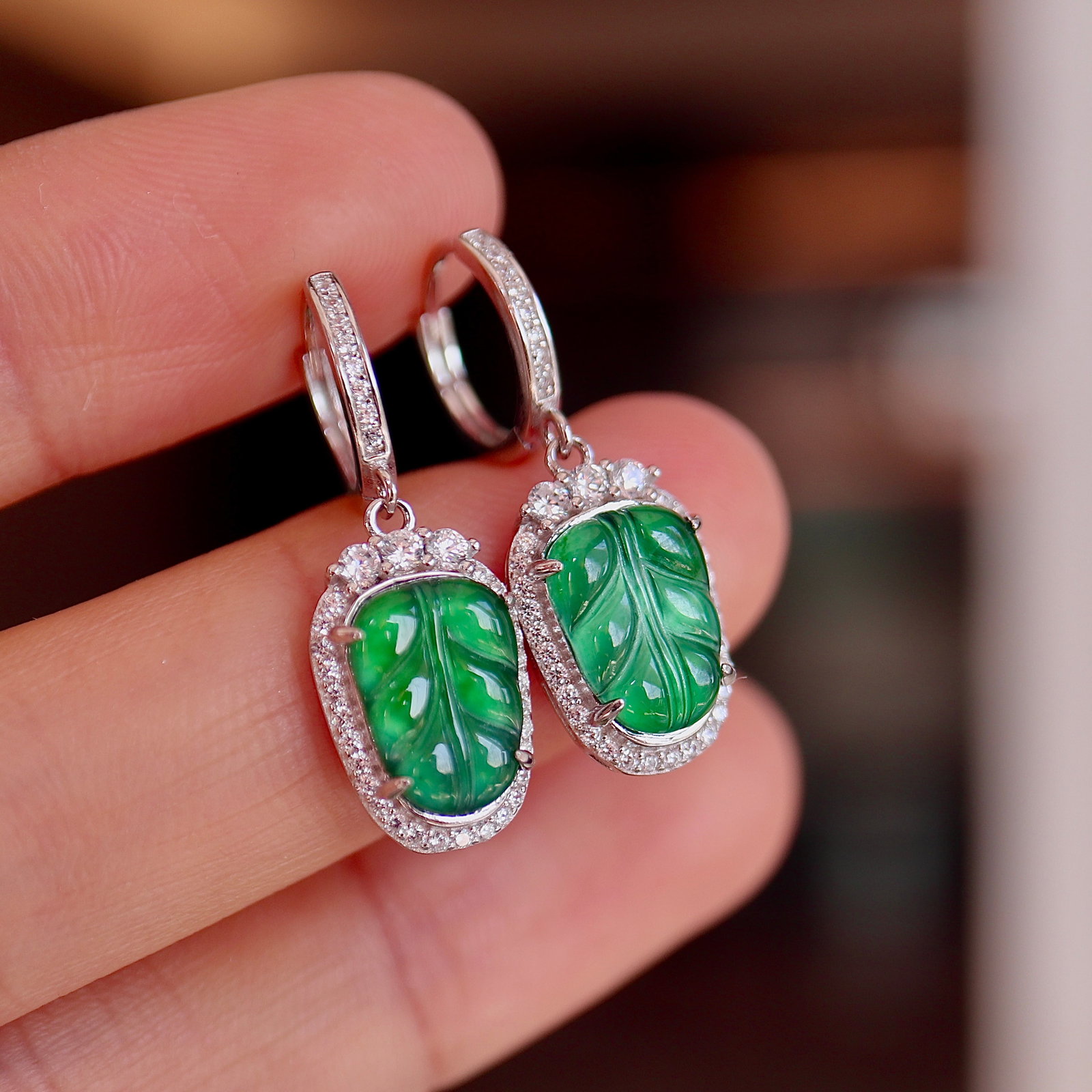 Jade Leaf Earrings - 8