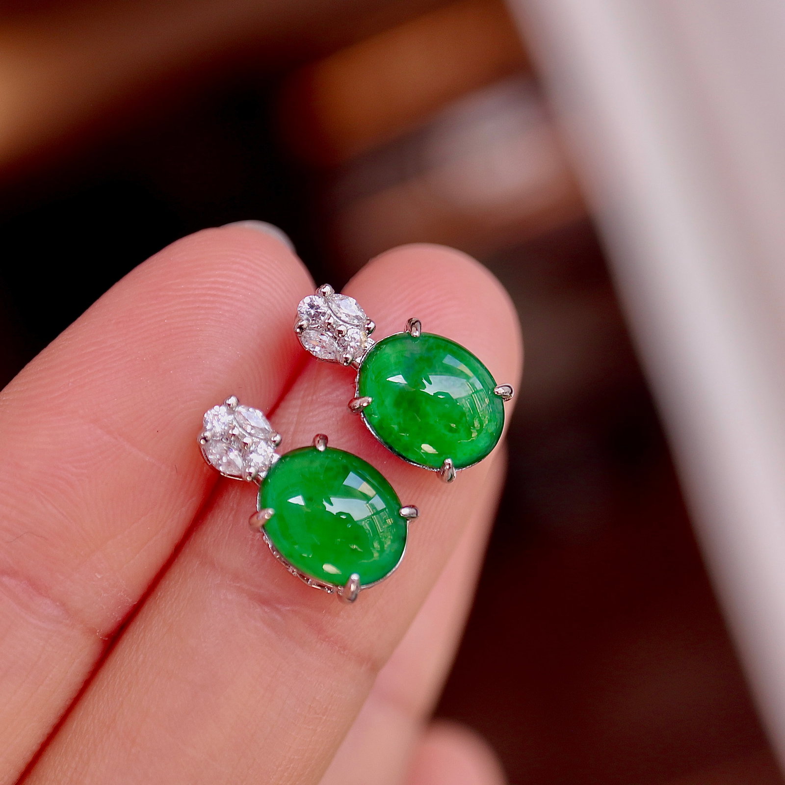 Natural Jade Earrings - 7