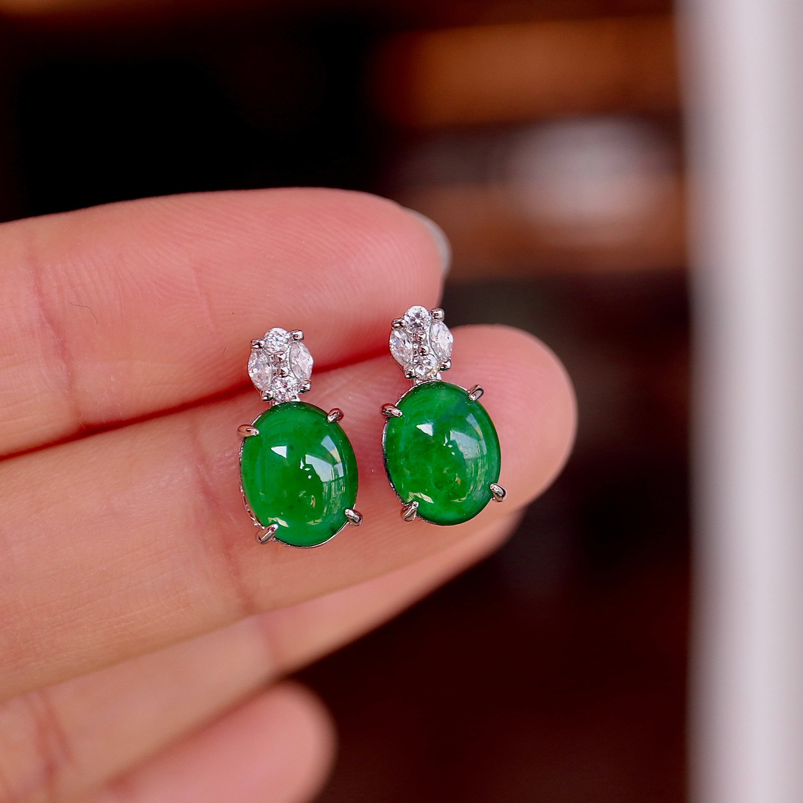 Natural Jade Earrings - 8