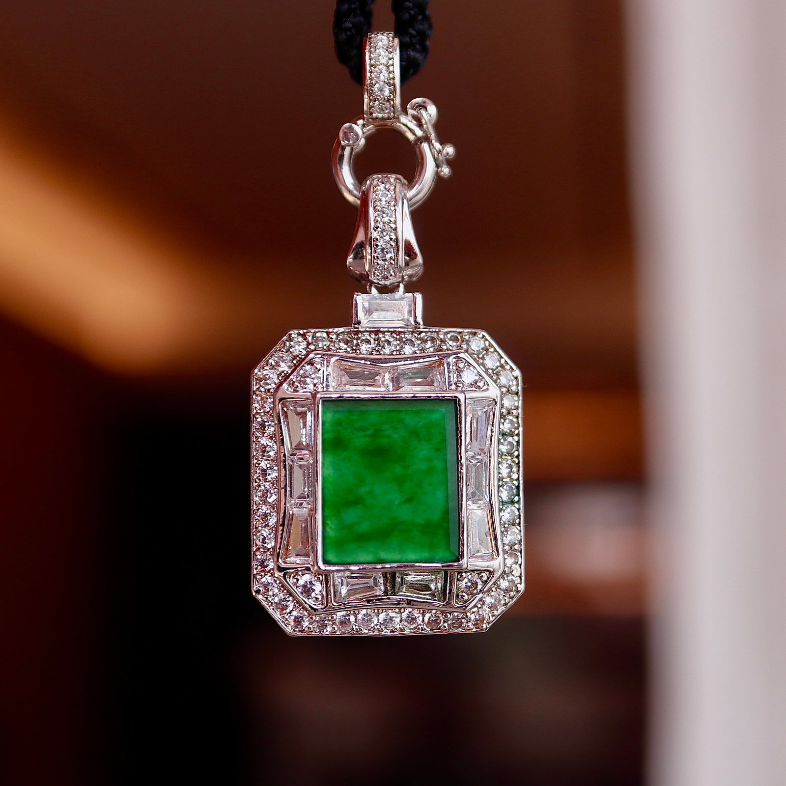 18K gold jade pendant - 5