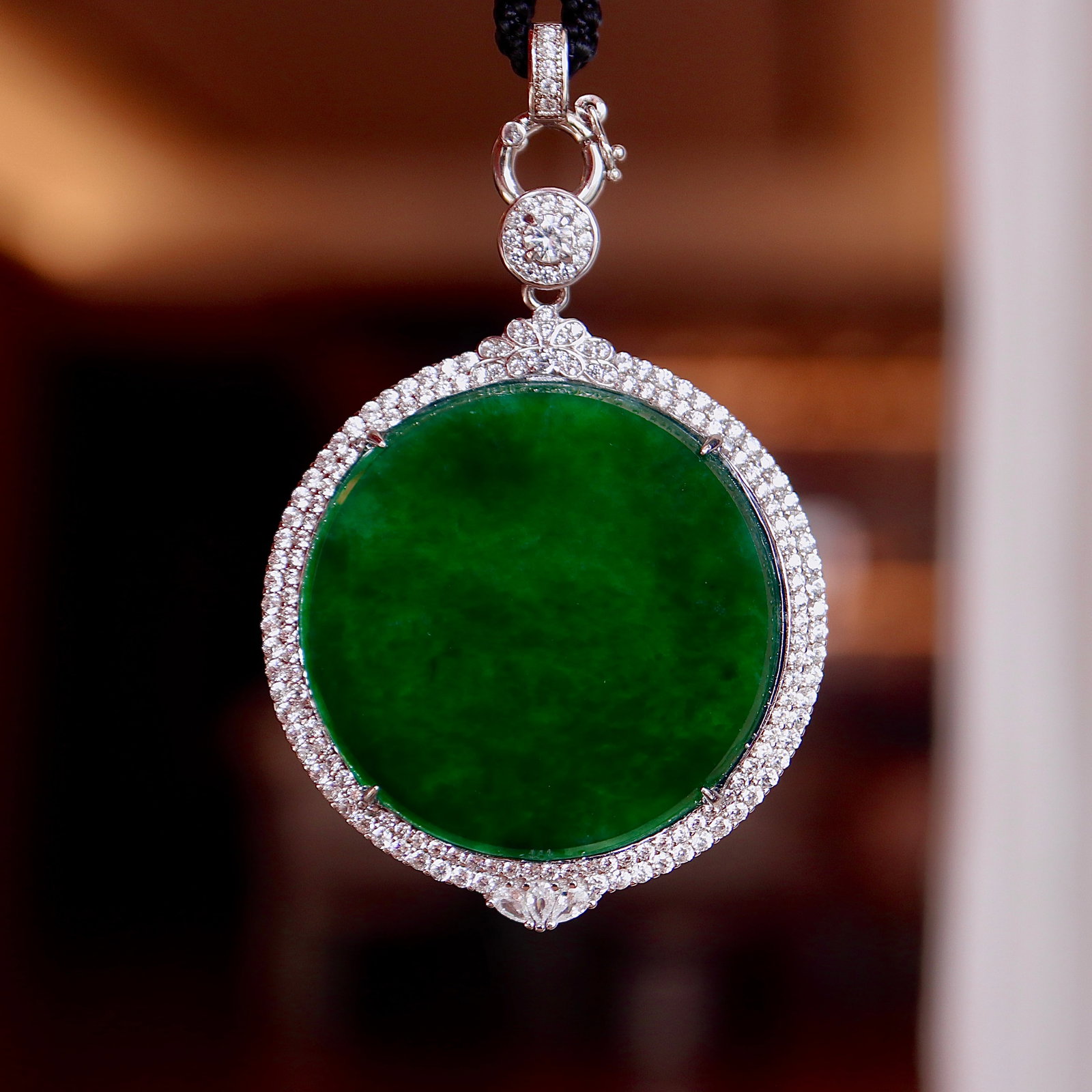 Sterling silver jade pendant - 4