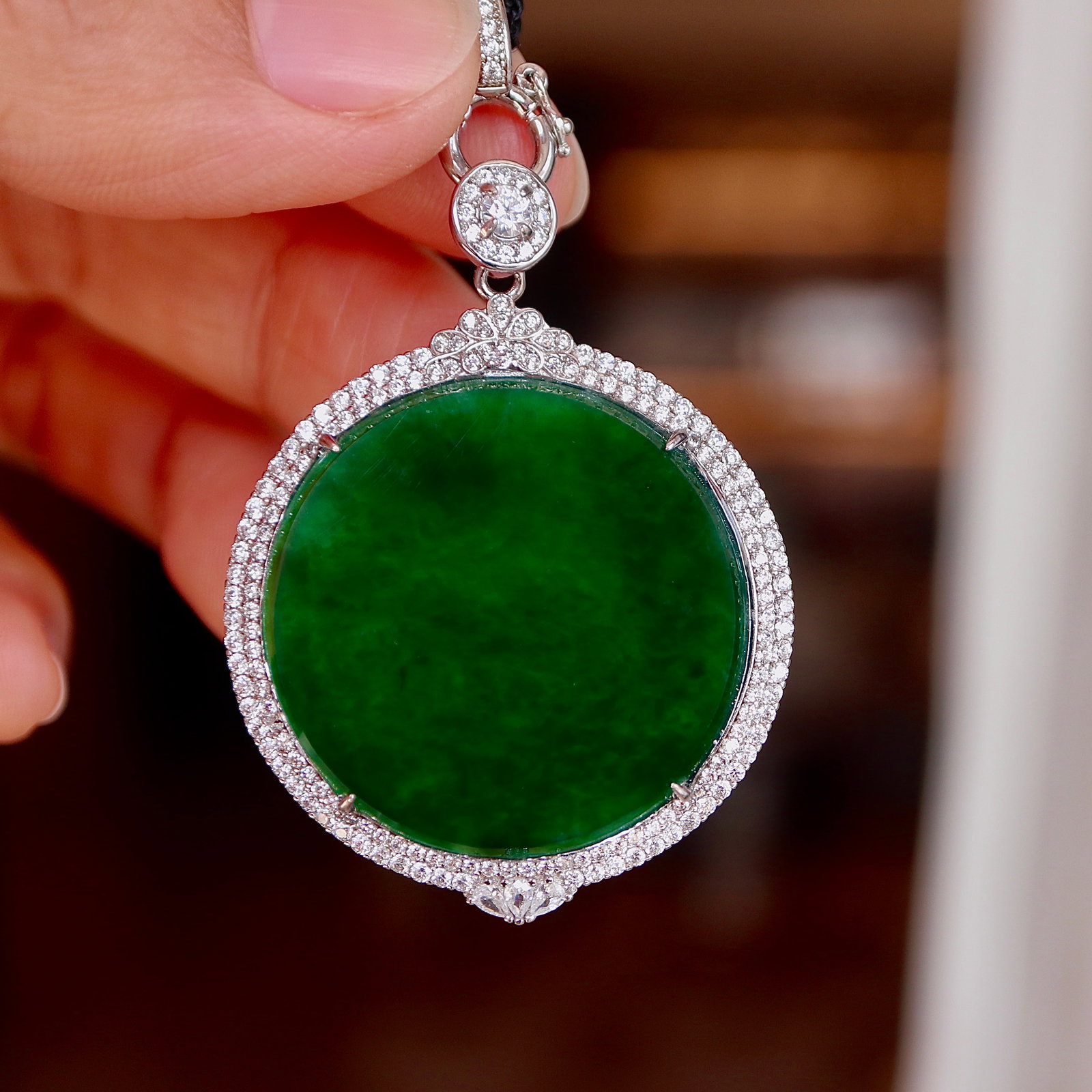 Sterling silver jade pendant - 7