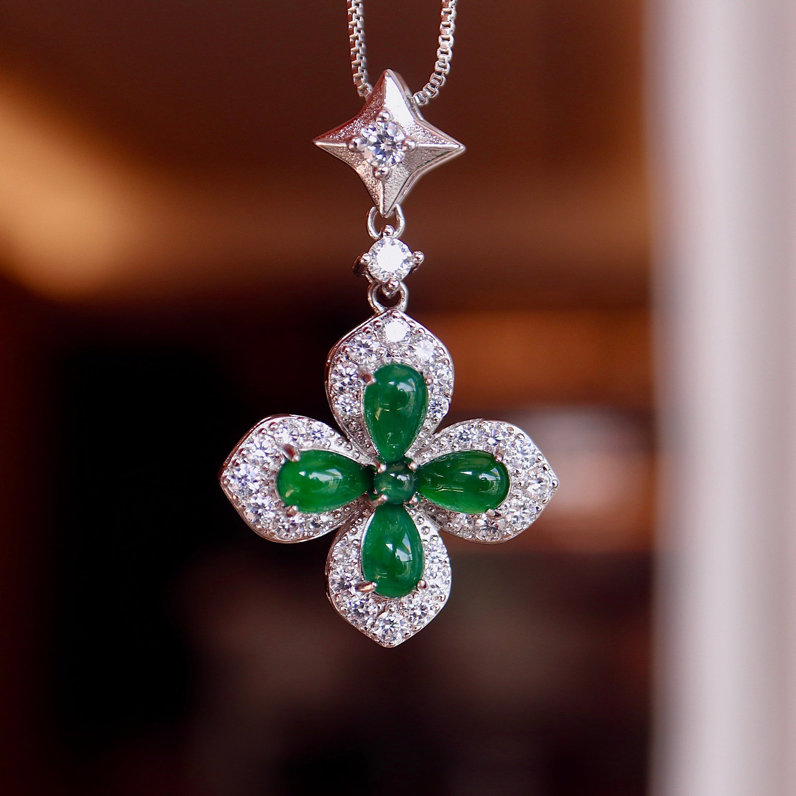 Jade Four-Leaf Clover Pendant - 5