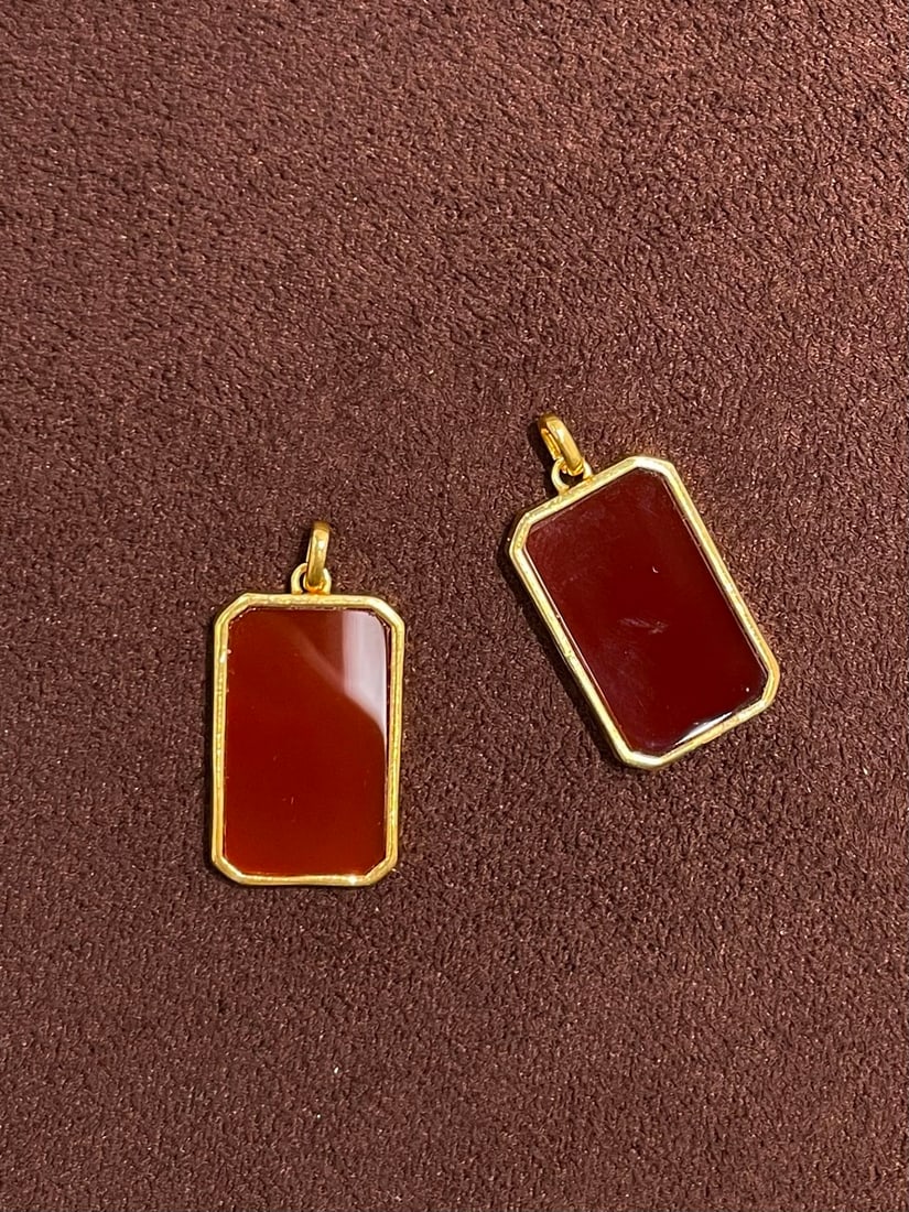 18K Gold Agate Pendant - 2