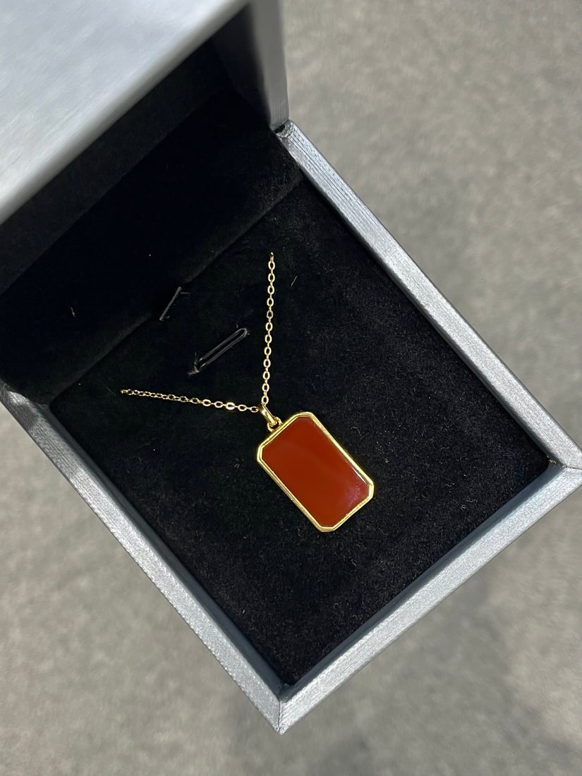 18K Gold Agate Pendant - 4