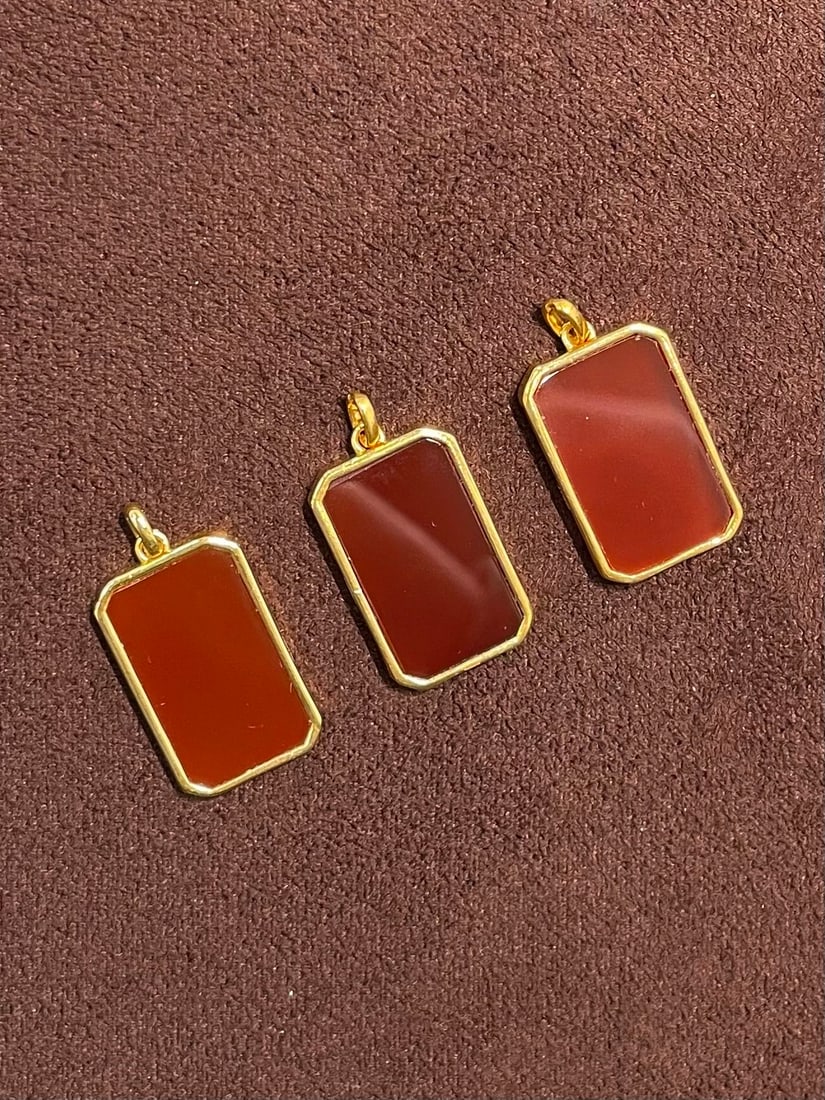 18K Gold Agate Pendant - 6