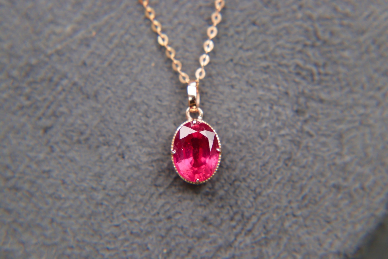 18K Gold Rubellite (Red Tourmaline) Pendant - 3
