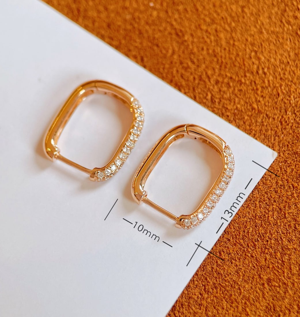 18K gold diamond U-shaped earrings - 3