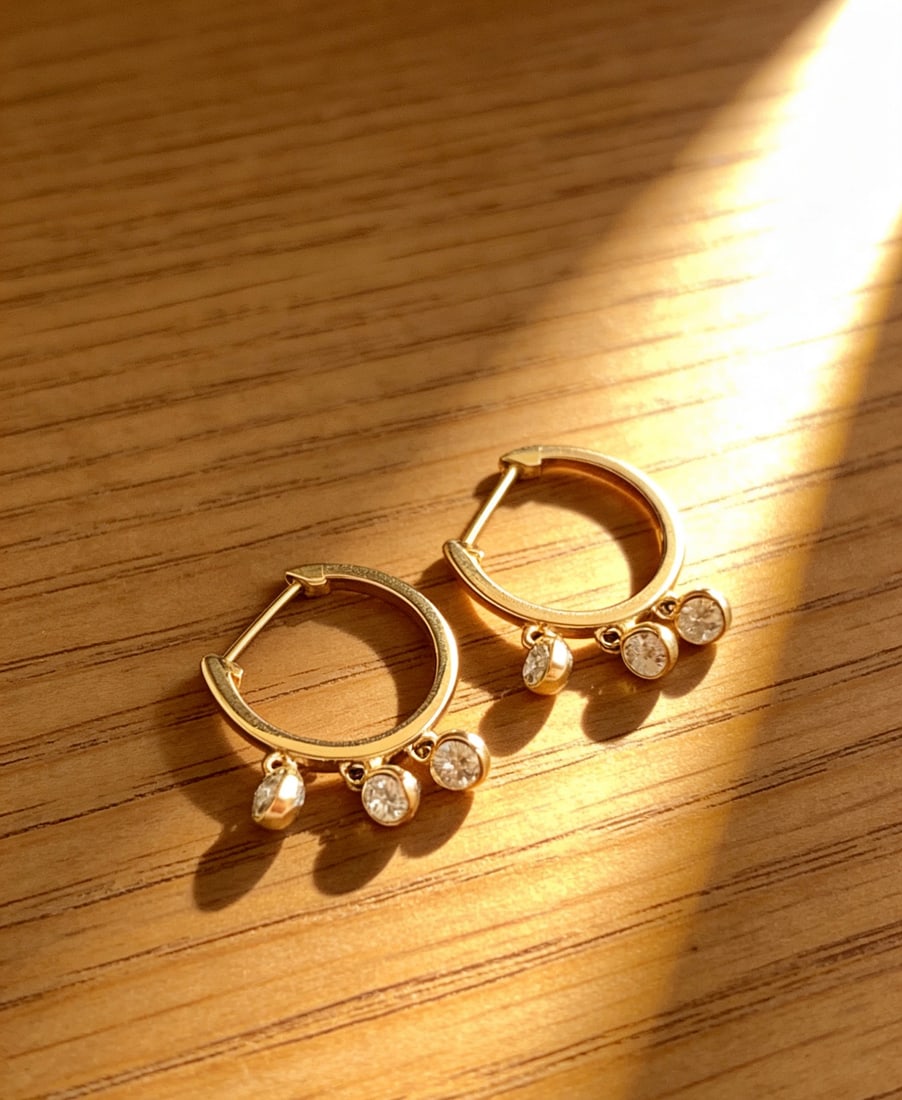 18K gold diamond earrings - 2