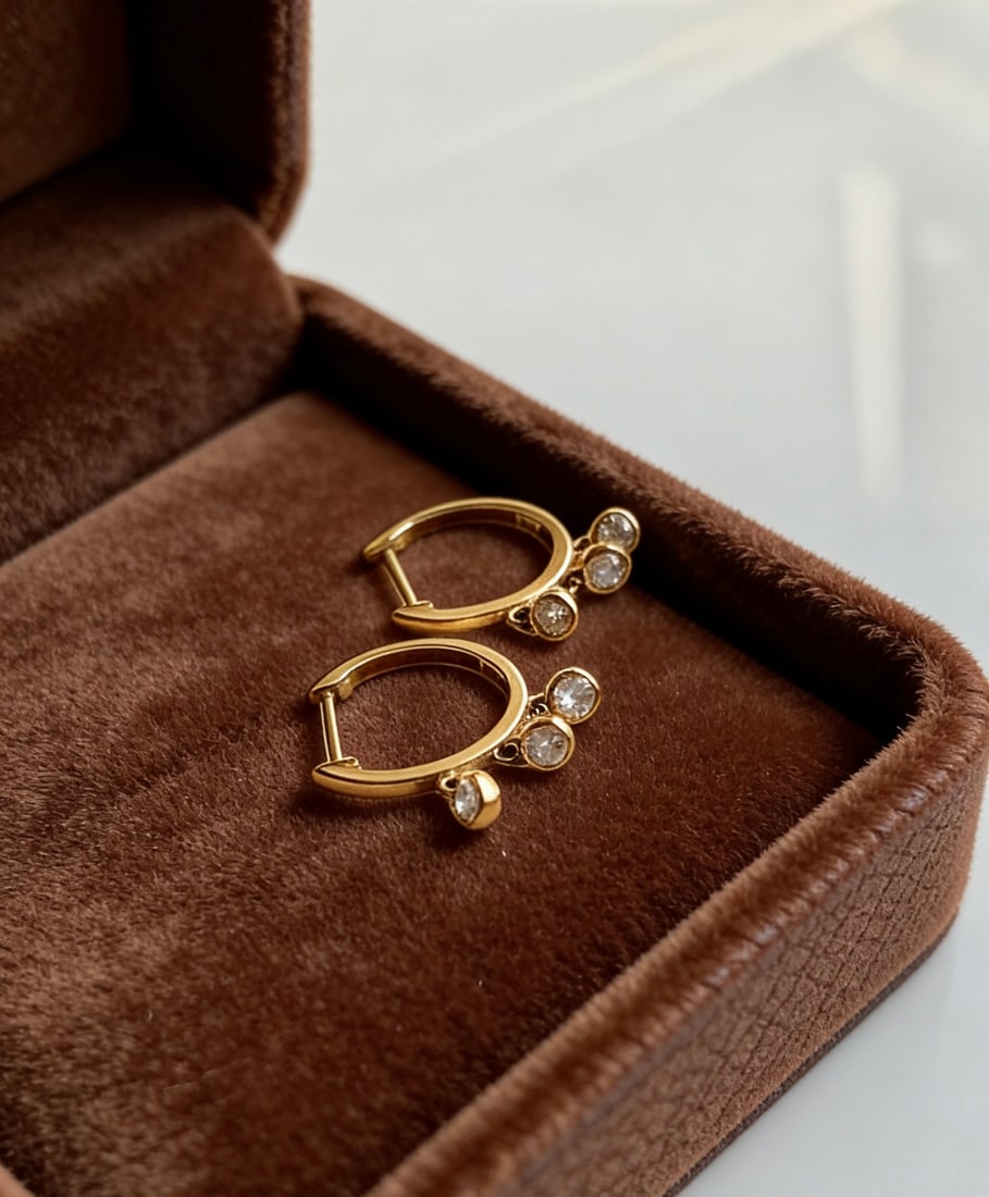 18K gold diamond earrings - 4