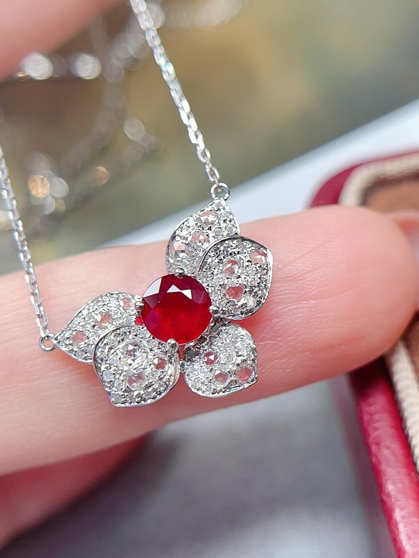 18K gold ruby collarbone chain - 3