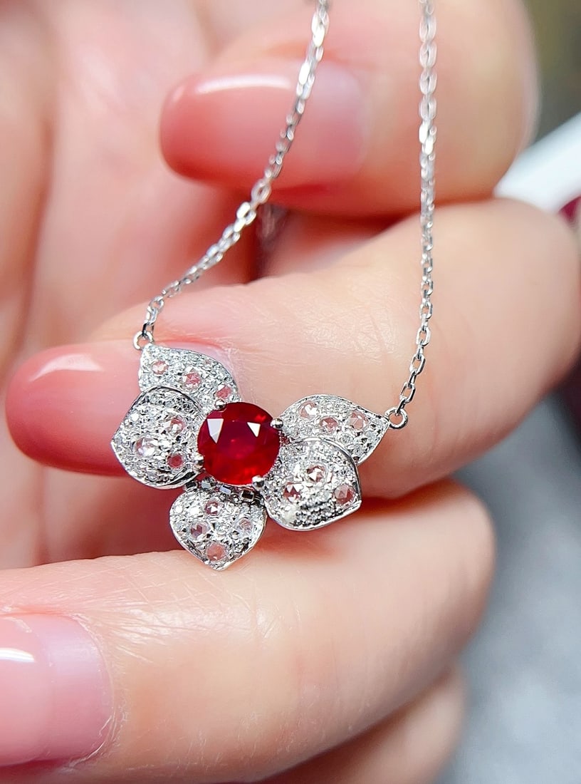 18K gold ruby collarbone chain - 4