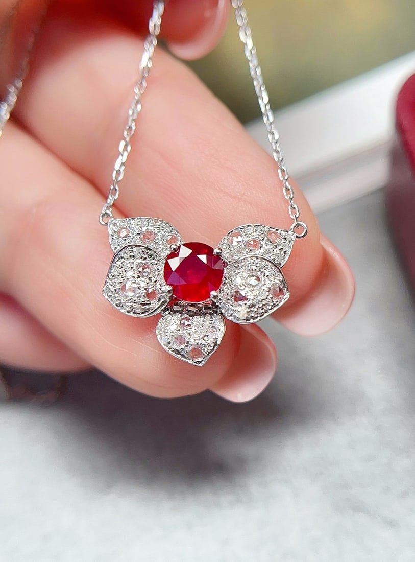 18K gold ruby collarbone chain - 5