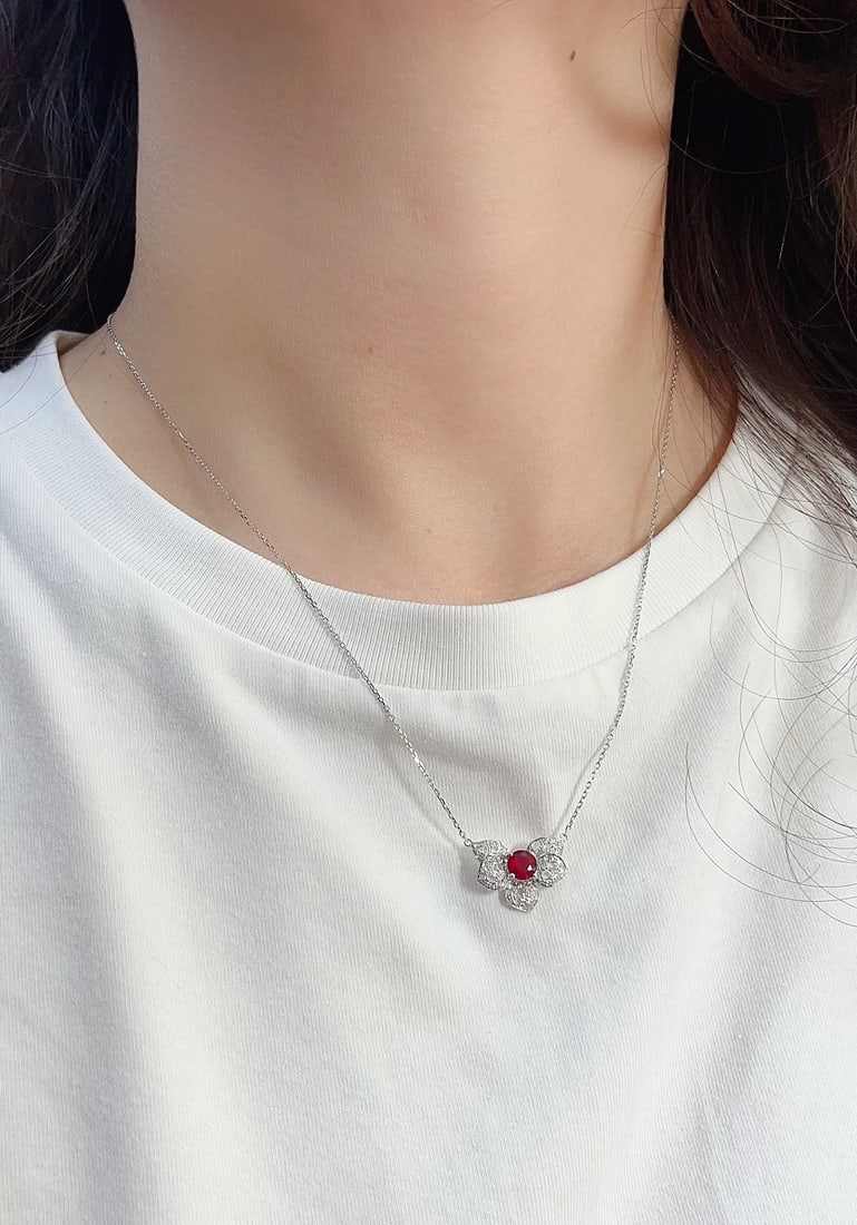 18K gold ruby collarbone chain - 6