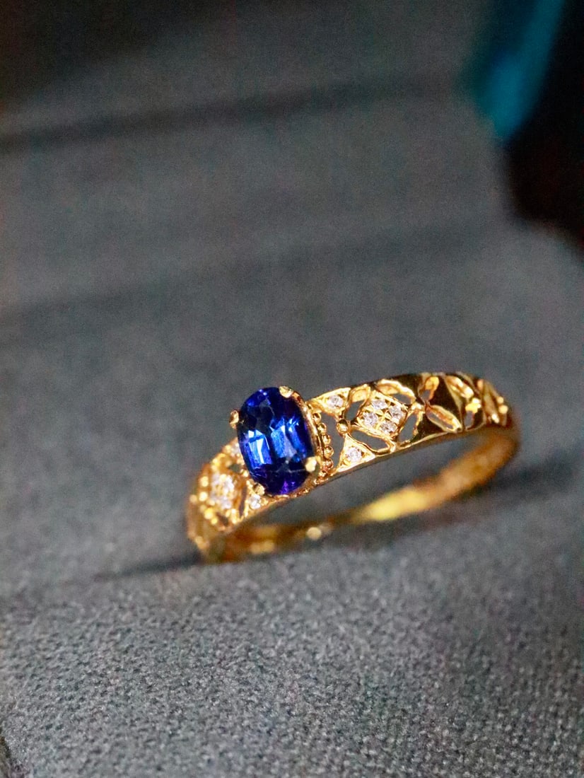 18K Gold Natural Sapphire Ring - 3