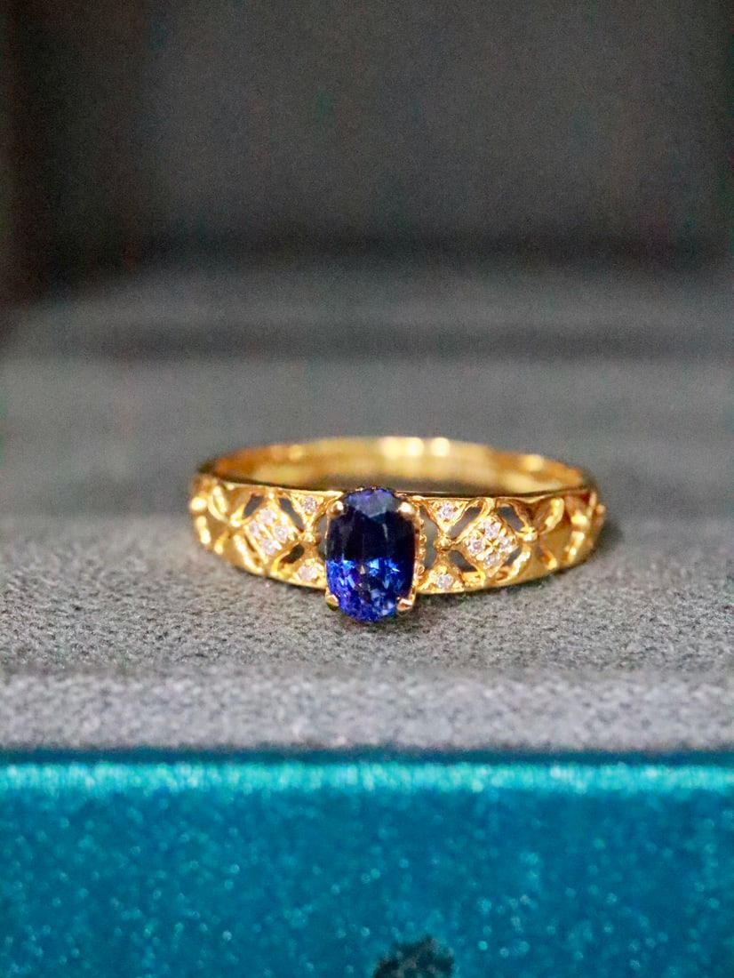 18K Gold Natural Sapphire Ring - 4