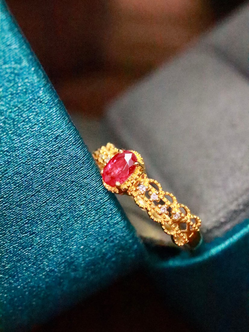 18K gold ruby ring - 4