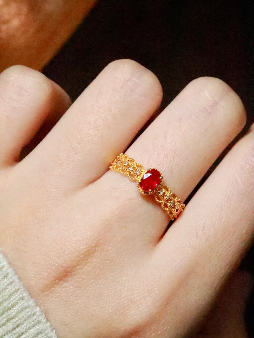 18K gold ruby ring - 5