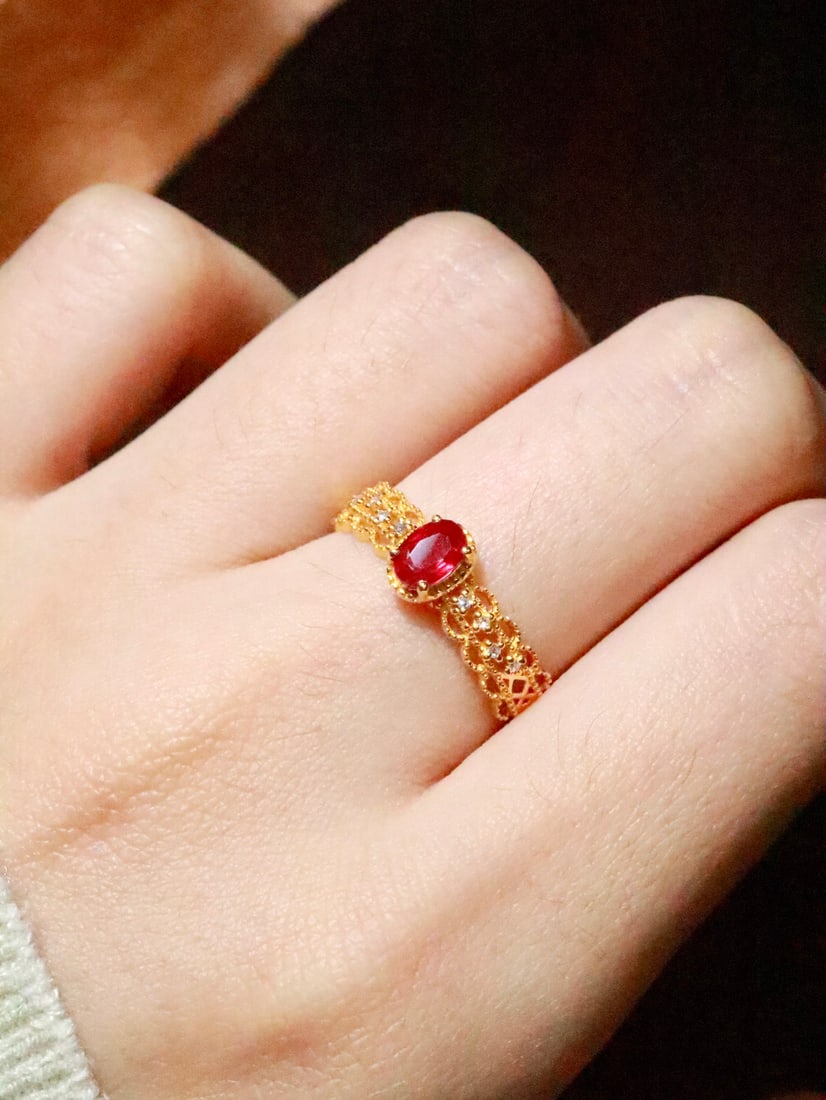 18K gold ruby ring - 6