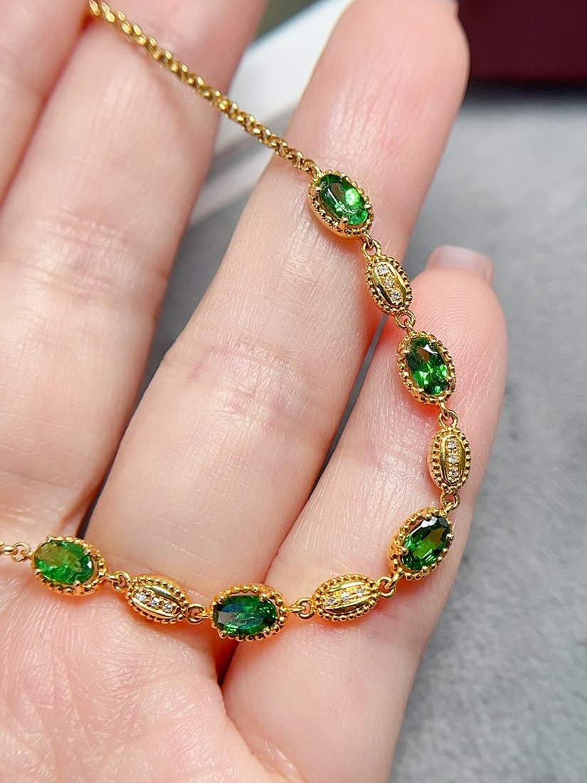18K Gold Tsavorite Garnet Bracelet - 2