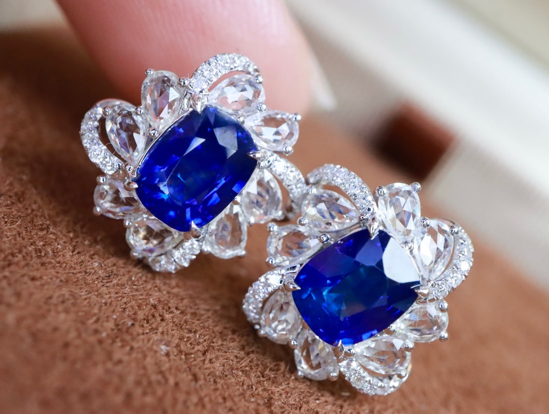 18K gold sapphire earrings - 2