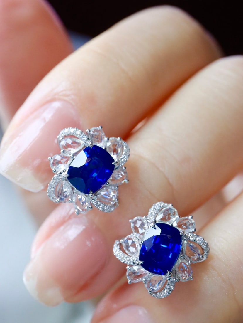 18K gold sapphire earrings - 3