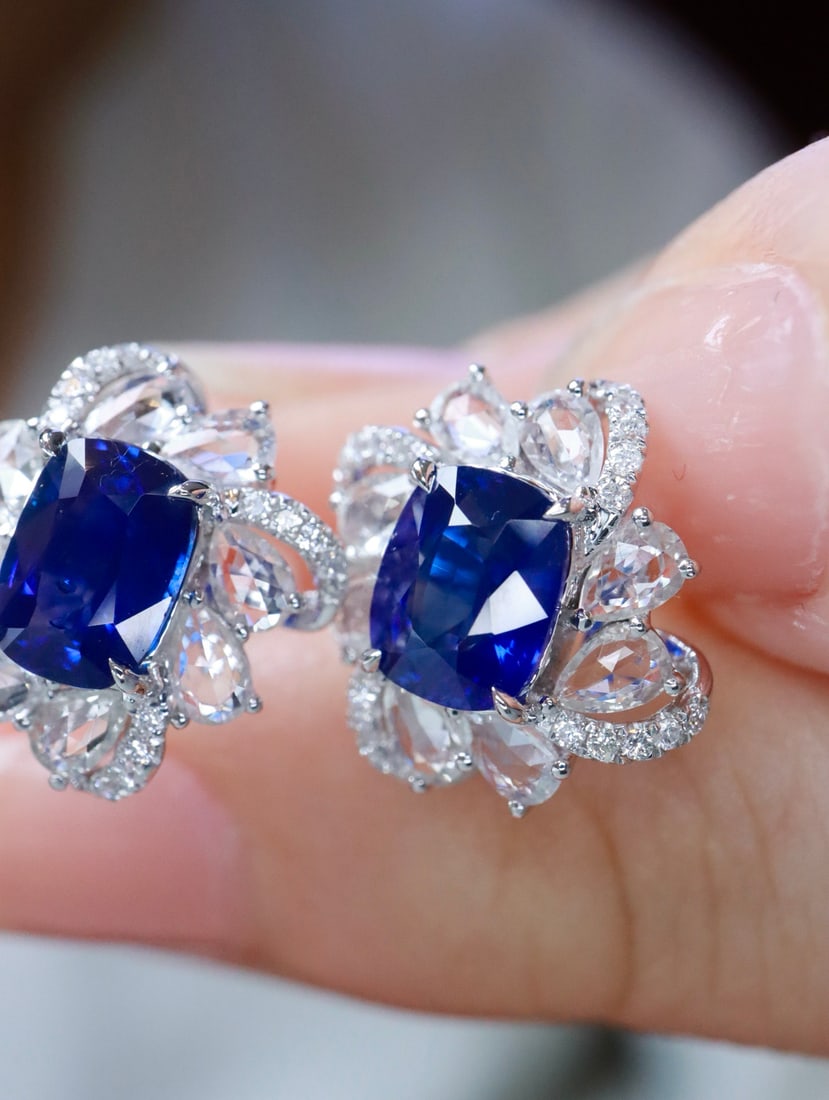 18K gold sapphire earrings - 4