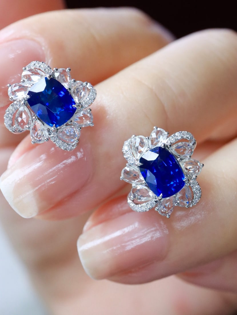 18K gold sapphire earrings - 5