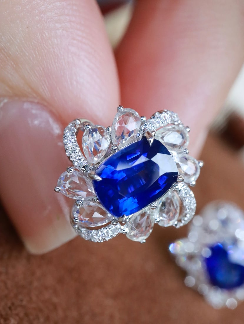 18K gold sapphire earrings - 6