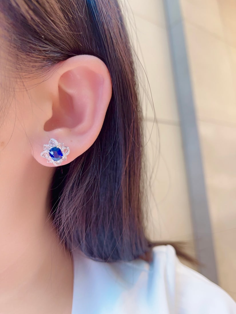 18K gold sapphire earrings - 7