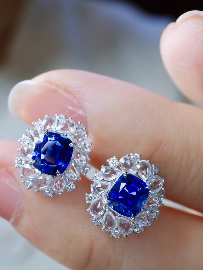 18K gold sapphire earrings - 2