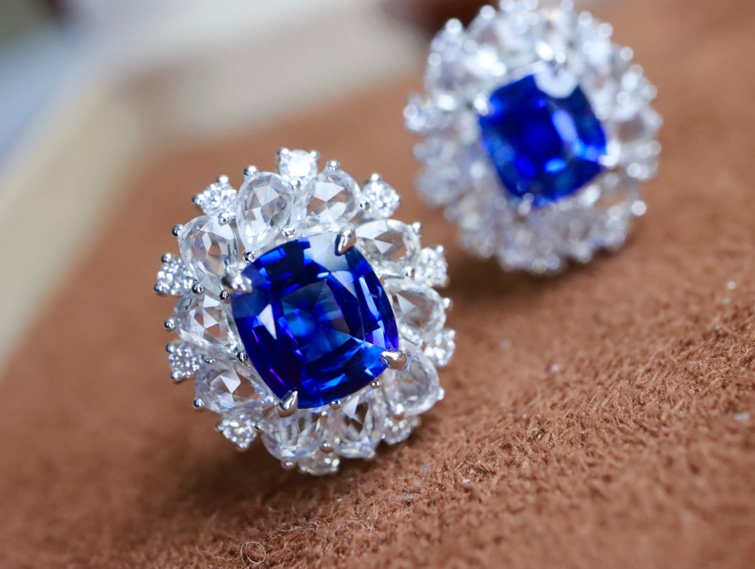 18K gold sapphire earrings - 3