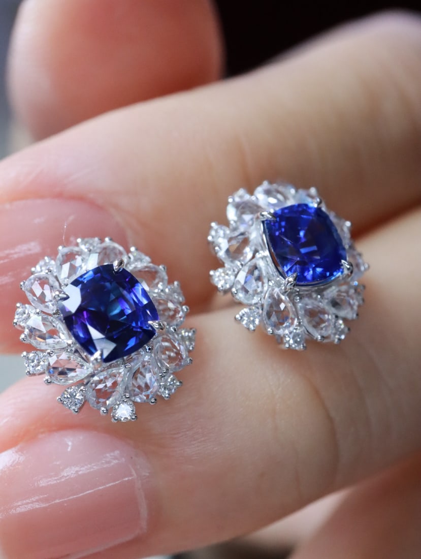 18K gold sapphire earrings - 4