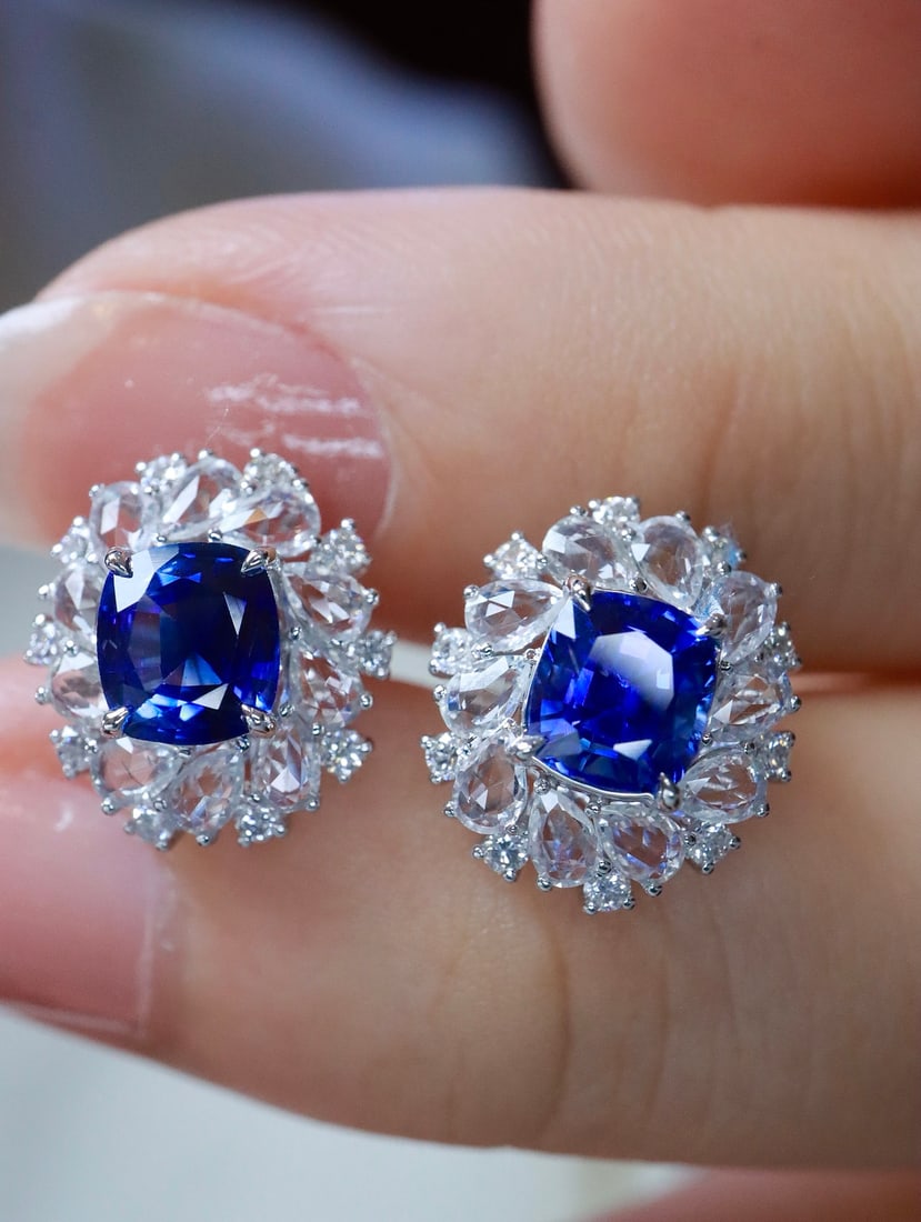 18K gold sapphire earrings - 5