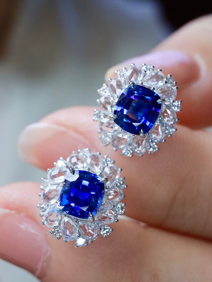 18K gold sapphire earrings - 6