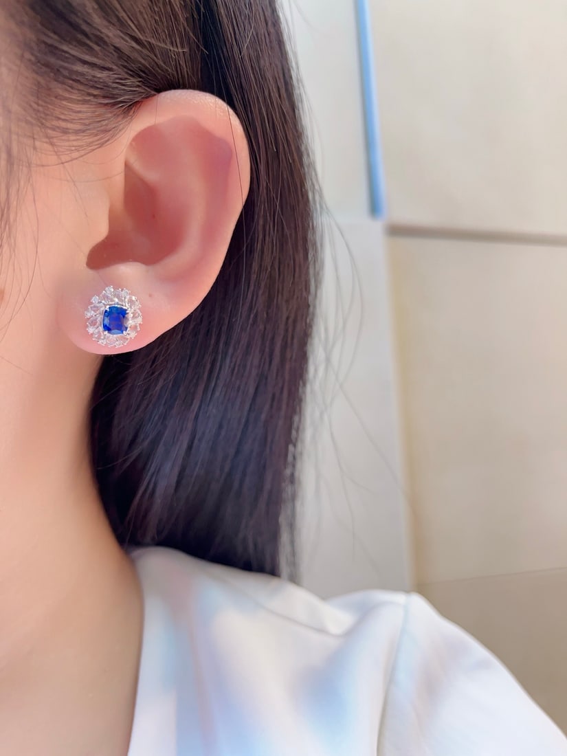 18K gold sapphire earrings - 7