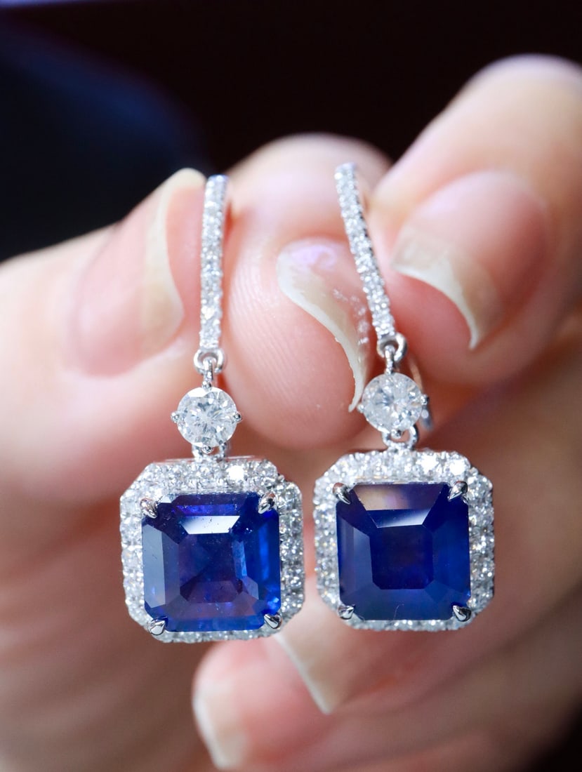 18K gold sapphire earrings - 2
