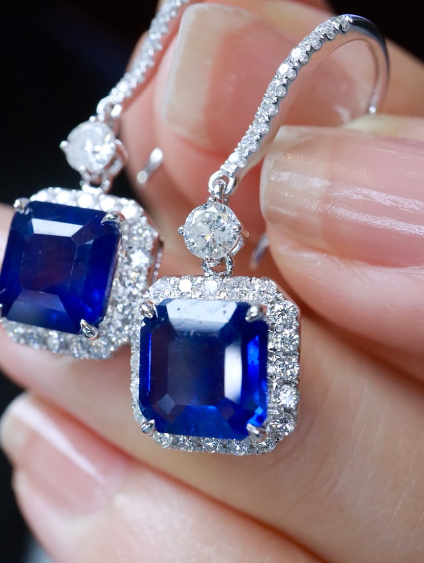 18K gold sapphire earrings - 3